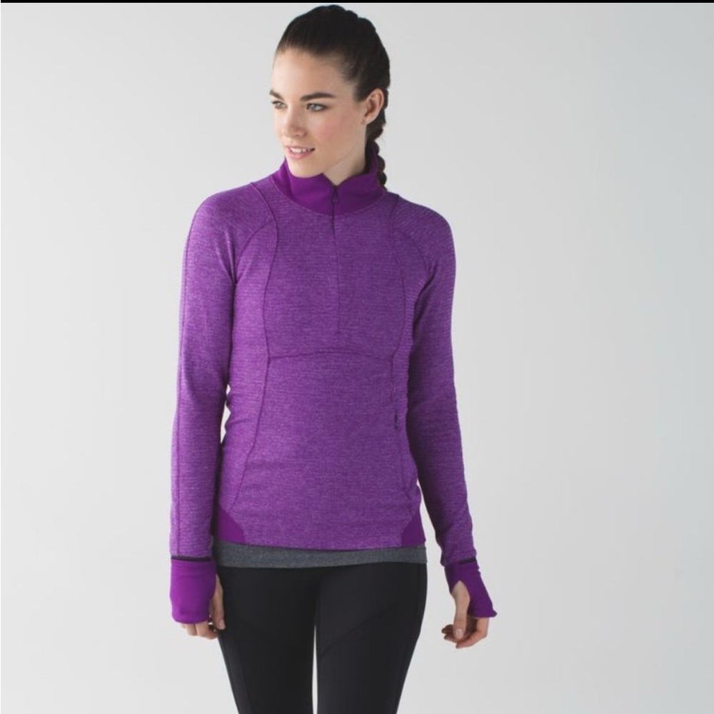 Lululemon Runderful 1/2 Zip Mini Check Pique Heathered Tender Violet Size 6